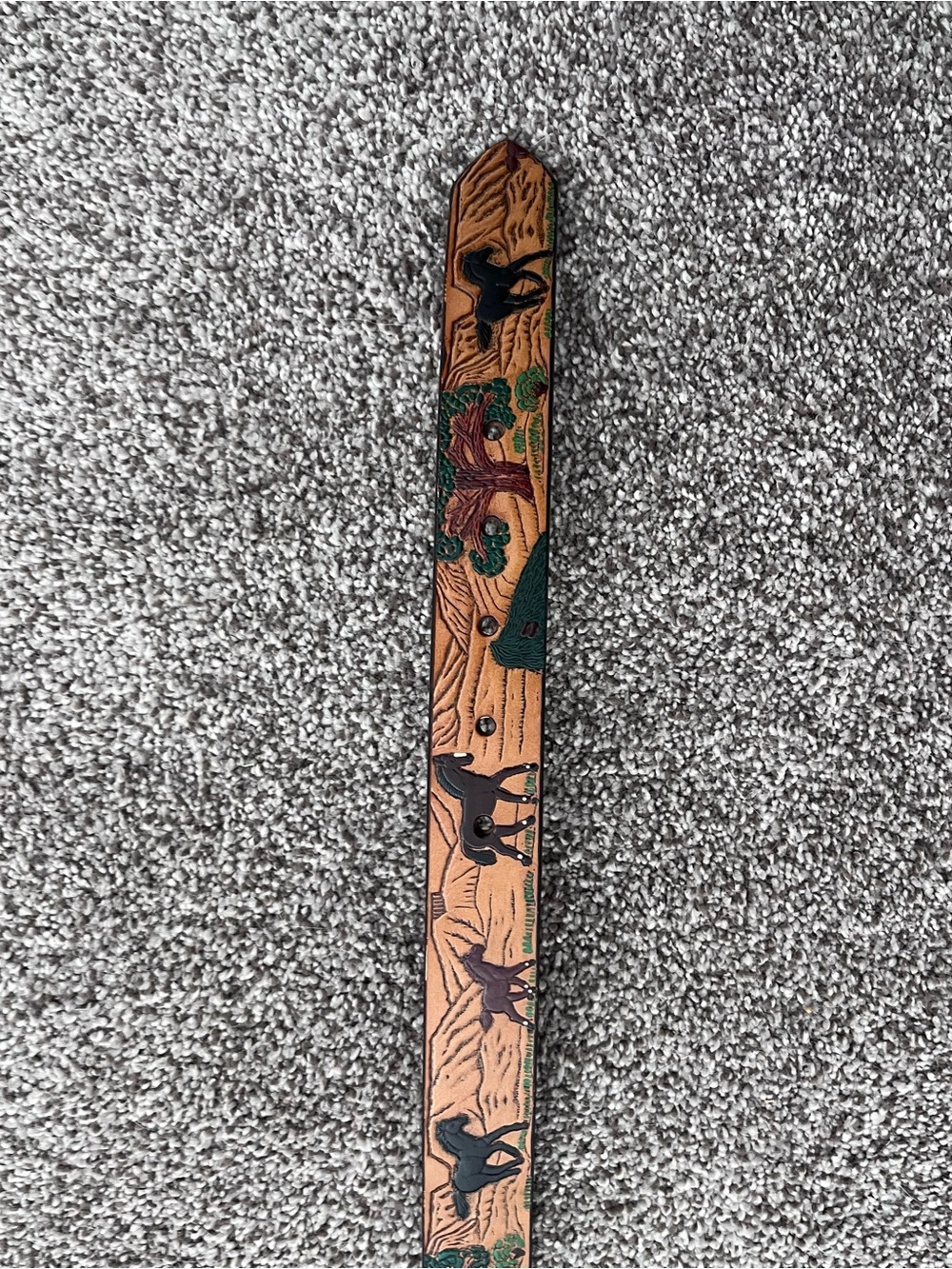 Nocona Brown Bonded Leather kids belt with painted horses and scenery